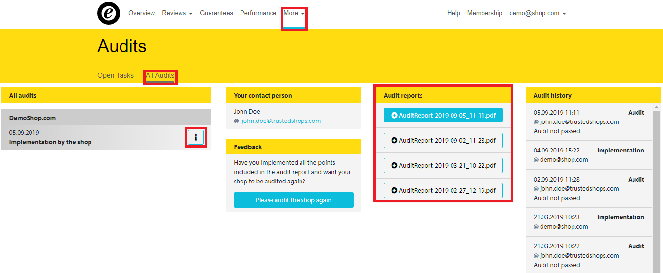 Audit page