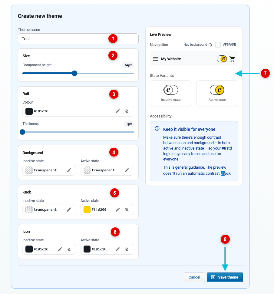 Configure and save an individual #trstd login theme