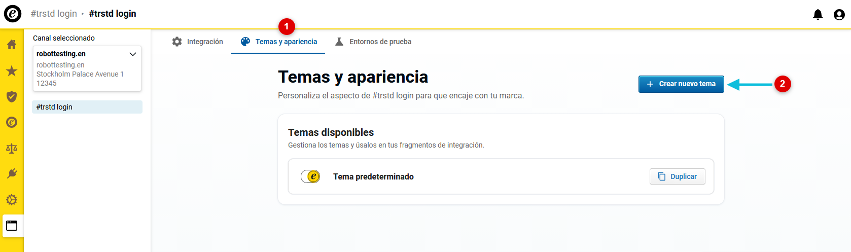 Crea un nuevo tema en la pestaña «Temas y apariencia»