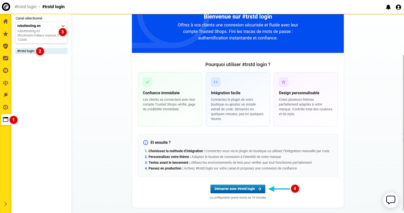 Ouvrez le configurateur du #trstd login dans le Centre de Contrôle eTrusted