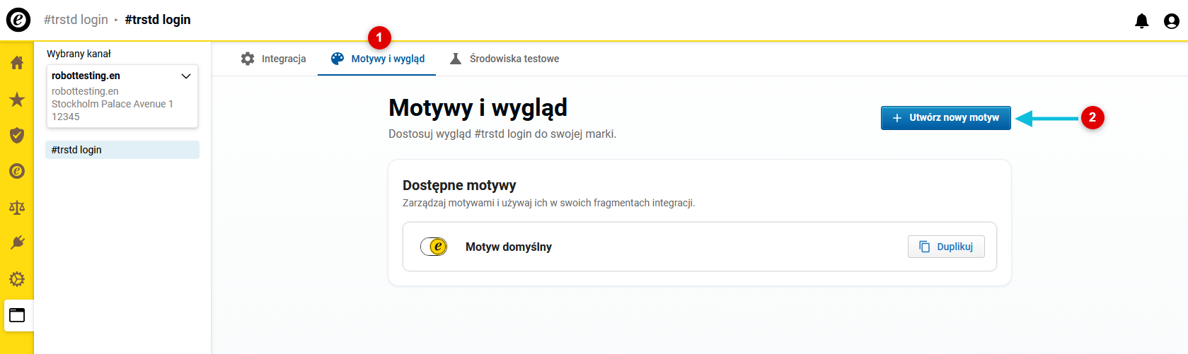 Utwórz nowy motyw w zakładce „Motywy i wygląd”