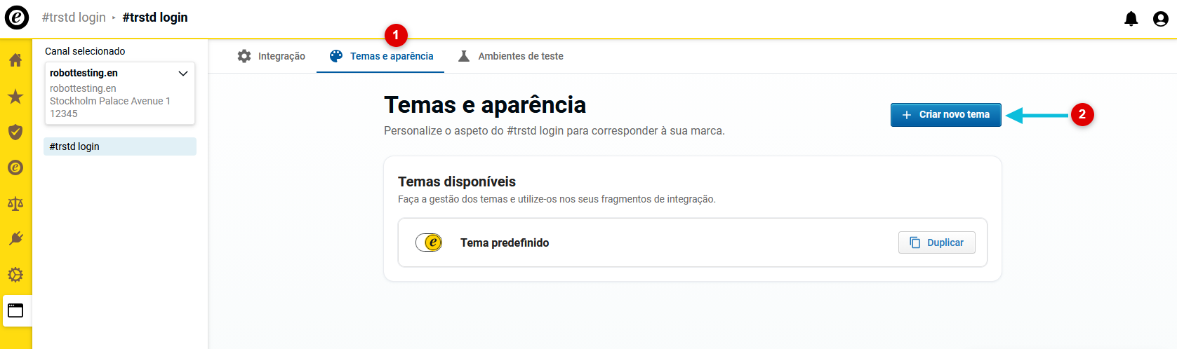 Crie um novo tema no separador «Temas e aspeto»