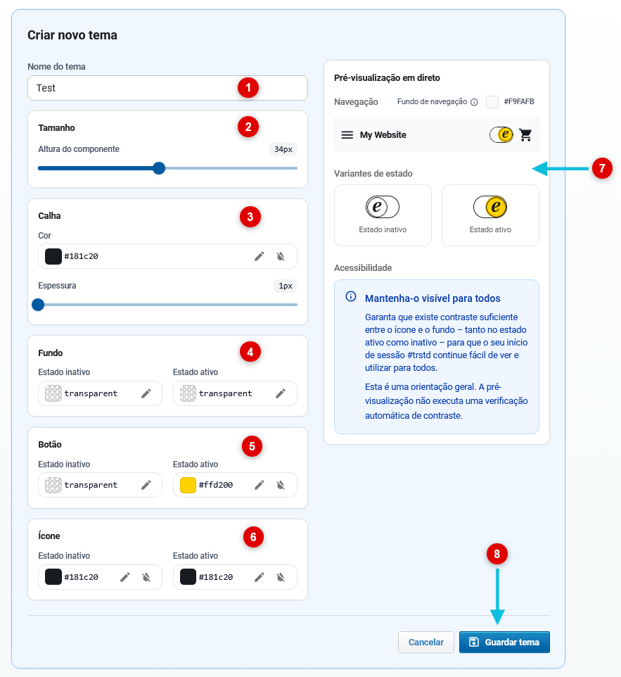 Configure e guarde um tema personalizado para o #trstd login