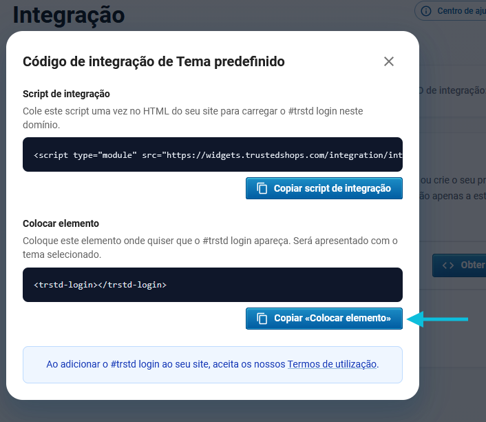 Copie o elemento da janela pop-up do #trstd login.