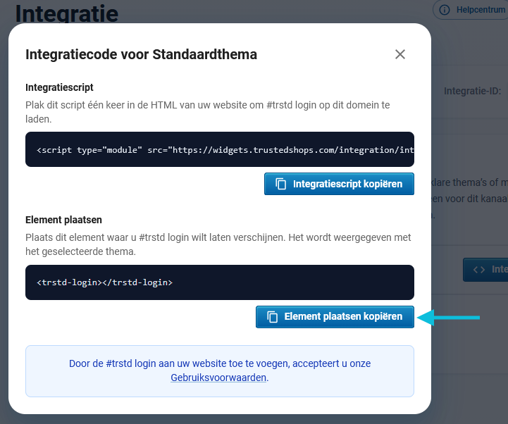Kopieer het element uit het pop-upvenster van de #trstd-login.