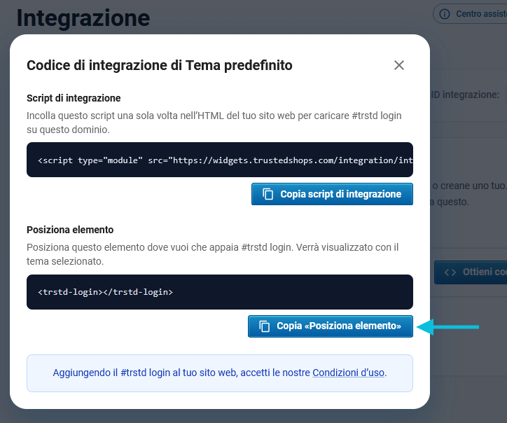 Copia l’elemento dal pop-up #trstd login.