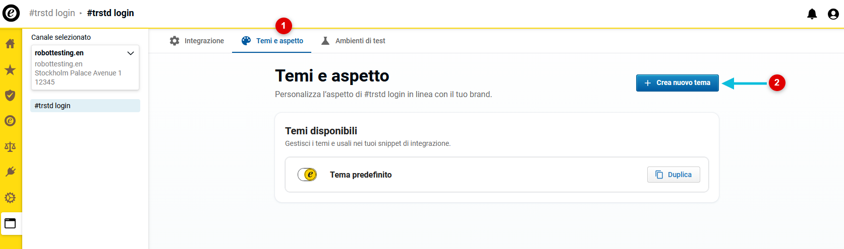Crea un nuovo tema nella scheda “Temi e aspetto”
